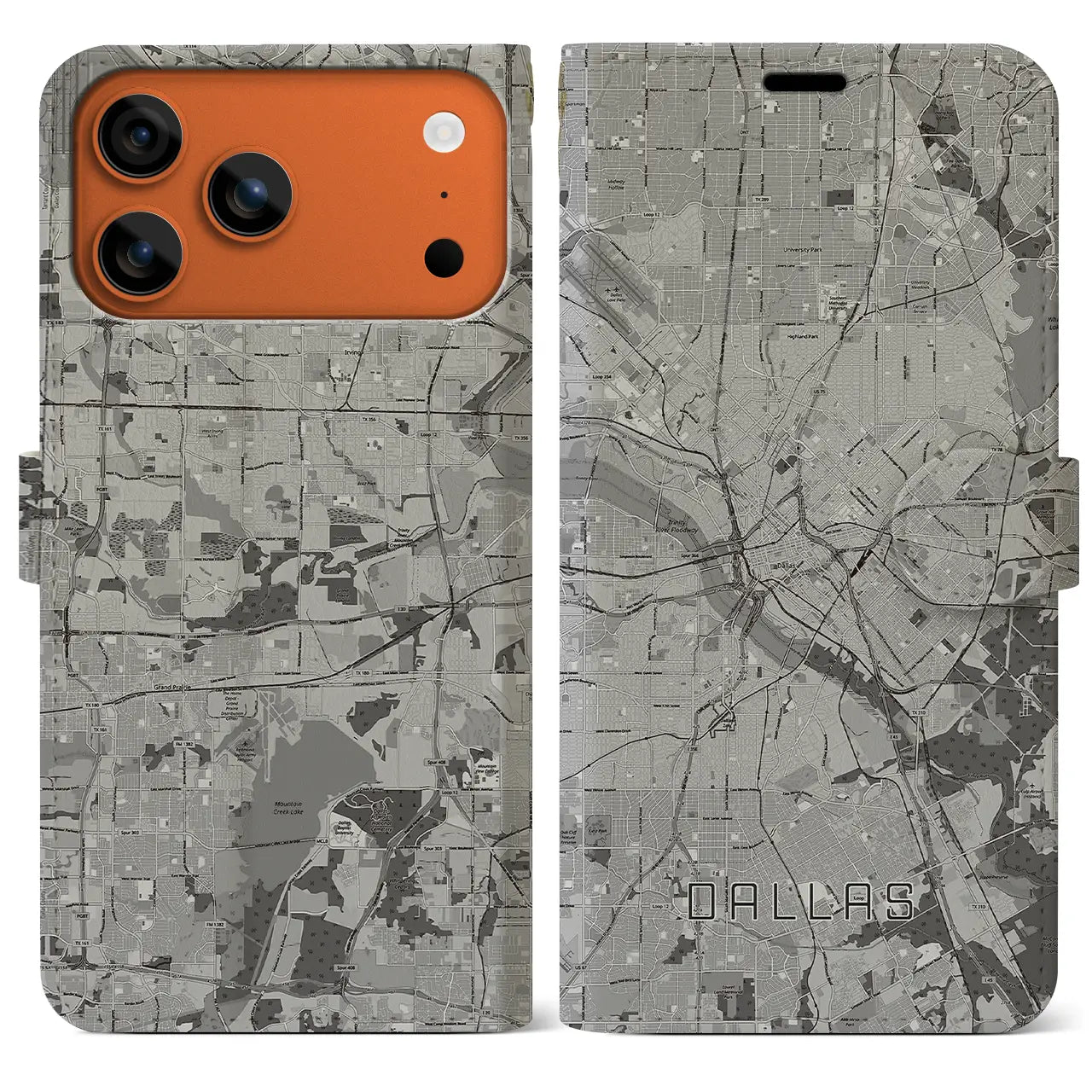 【ダラス（アメリカ）】地図柄iPhoneケース（手帳タイプ）