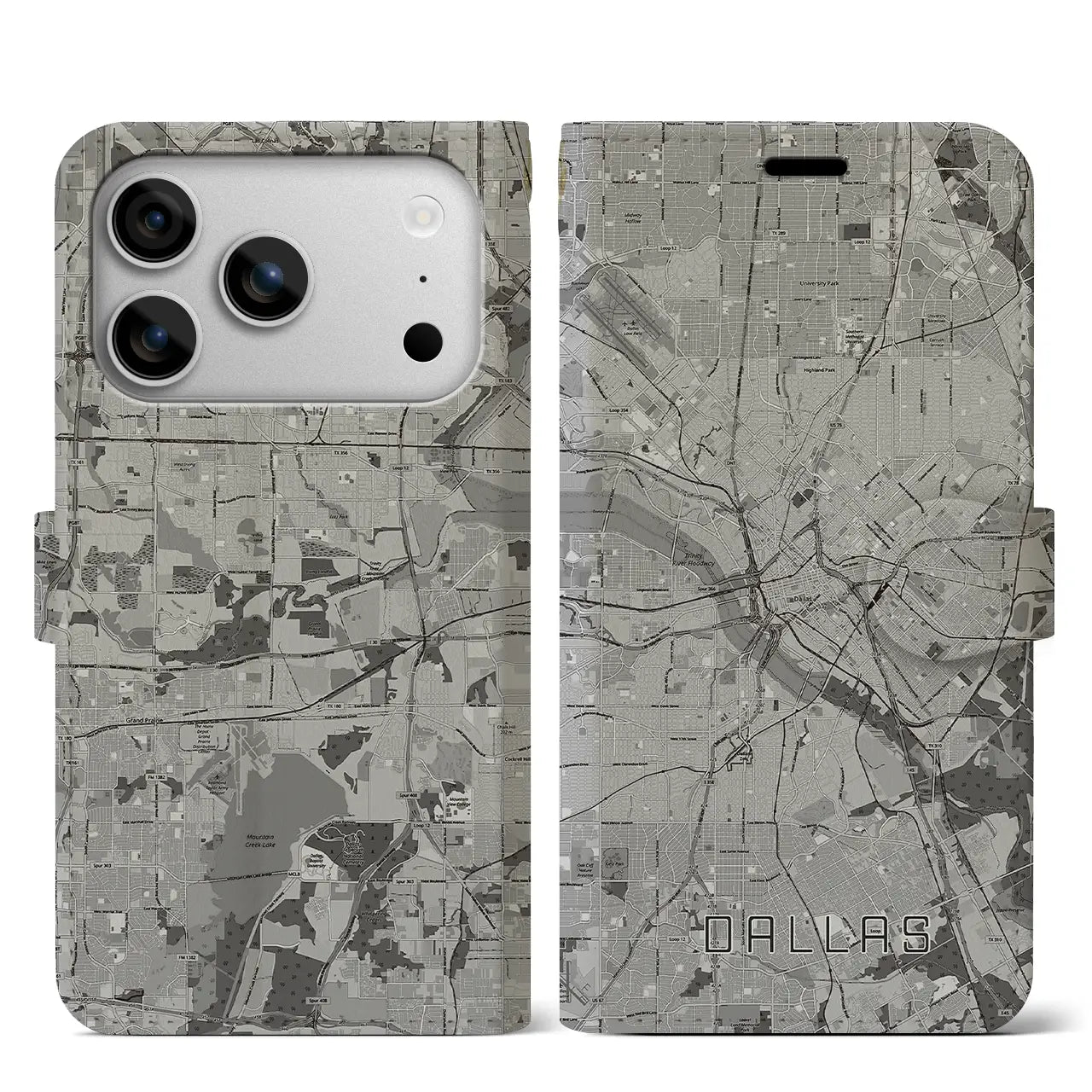 【ダラス（アメリカ）】地図柄iPhoneケース（手帳タイプ）