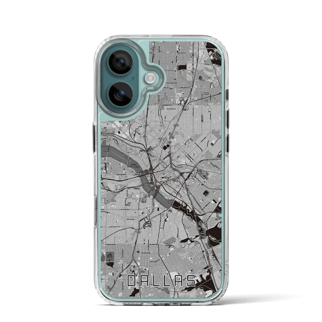 【ダラス（アメリカ）】地図柄iPhoneケース（MagSafeタイプ）モノトーン・iPhone 16 Pro 用