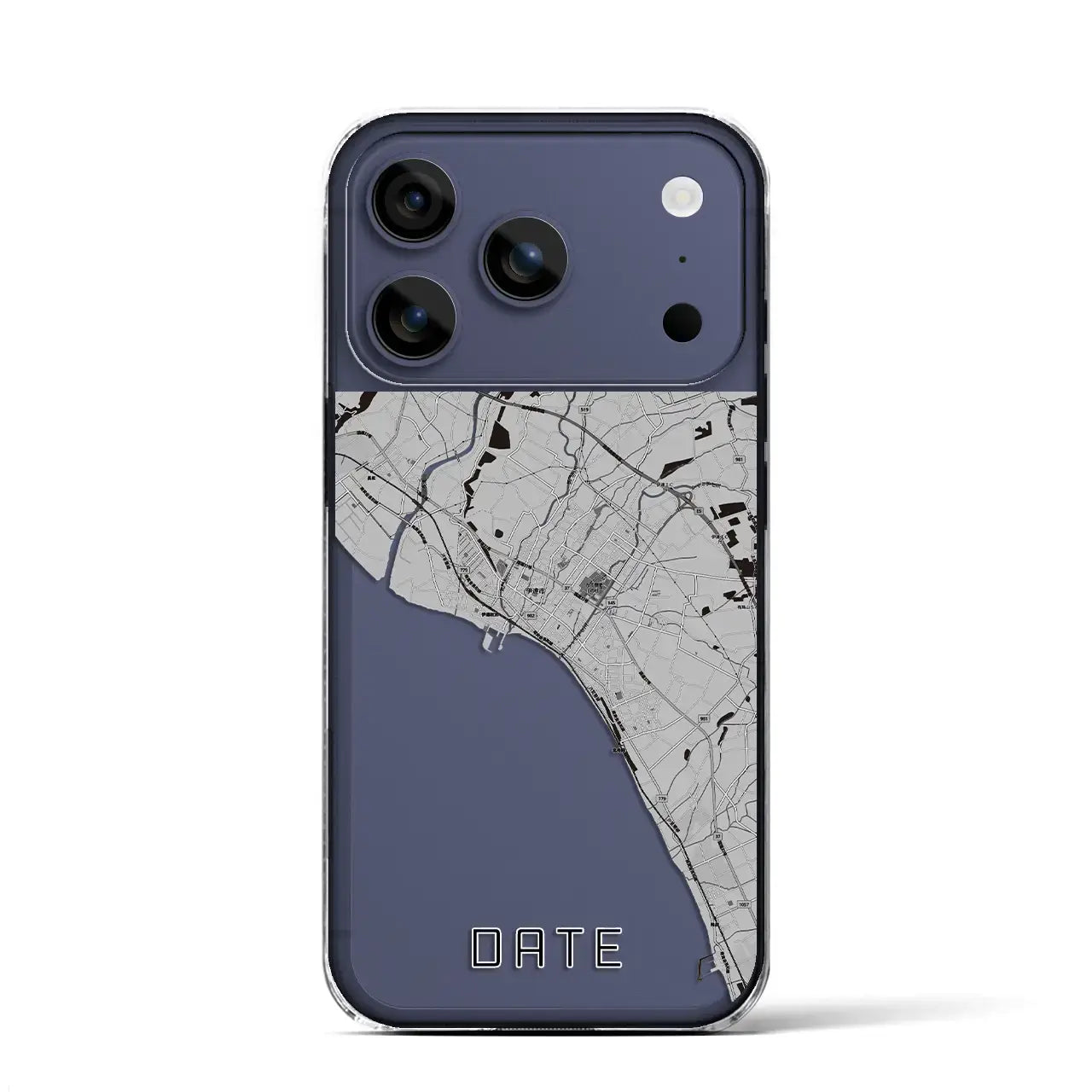 【伊達（北海道）】地図柄iPhoneケース（クリアタイプ）モノトーン・iPhone 17 Pro Max 用