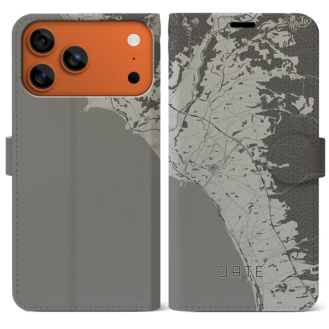 【伊達（北海道）】地図柄iPhoneケース（手帳タイプ）