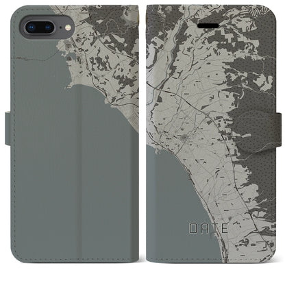 【伊達（北海道）】地図柄iPhoneケース（手帳タイプ）モノトーン・iPhone 8Plus /7Plus / 6sPlus / 6Plus 用