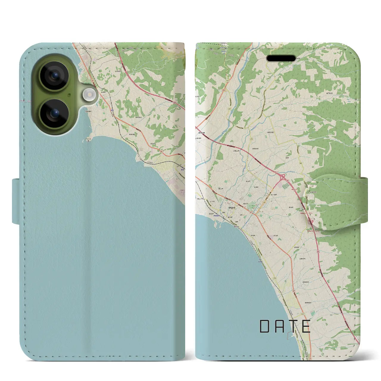 【伊達（北海道）】地図柄iPhoneケース（手帳タイプ）