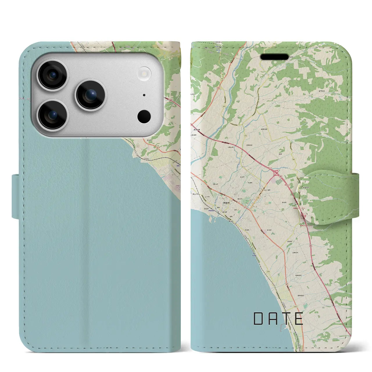 【伊達（北海道）】地図柄iPhoneケース（手帳タイプ）