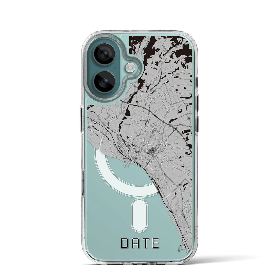 【伊達（北海道）】地図柄iPhoneケース（MagSafeタイプ）モノトーン・iPhone 16 Pro 用