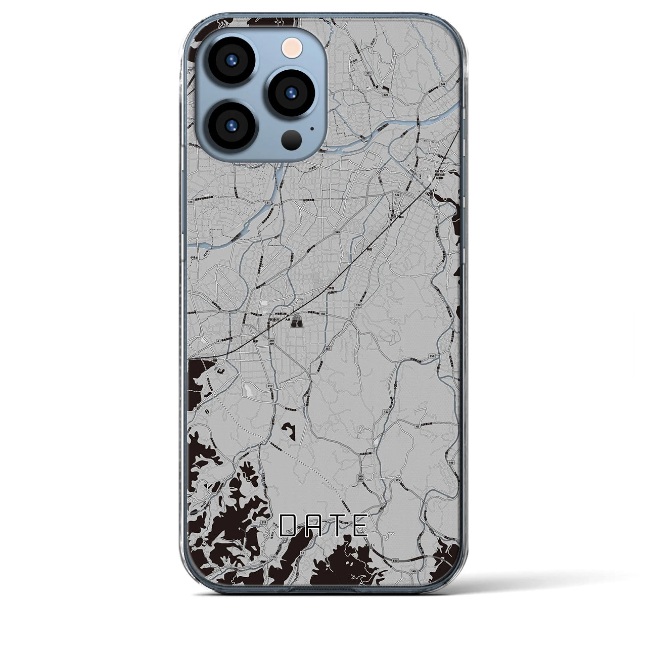【伊達（福島県）】地図柄iPhoneケース（クリアタイプ）