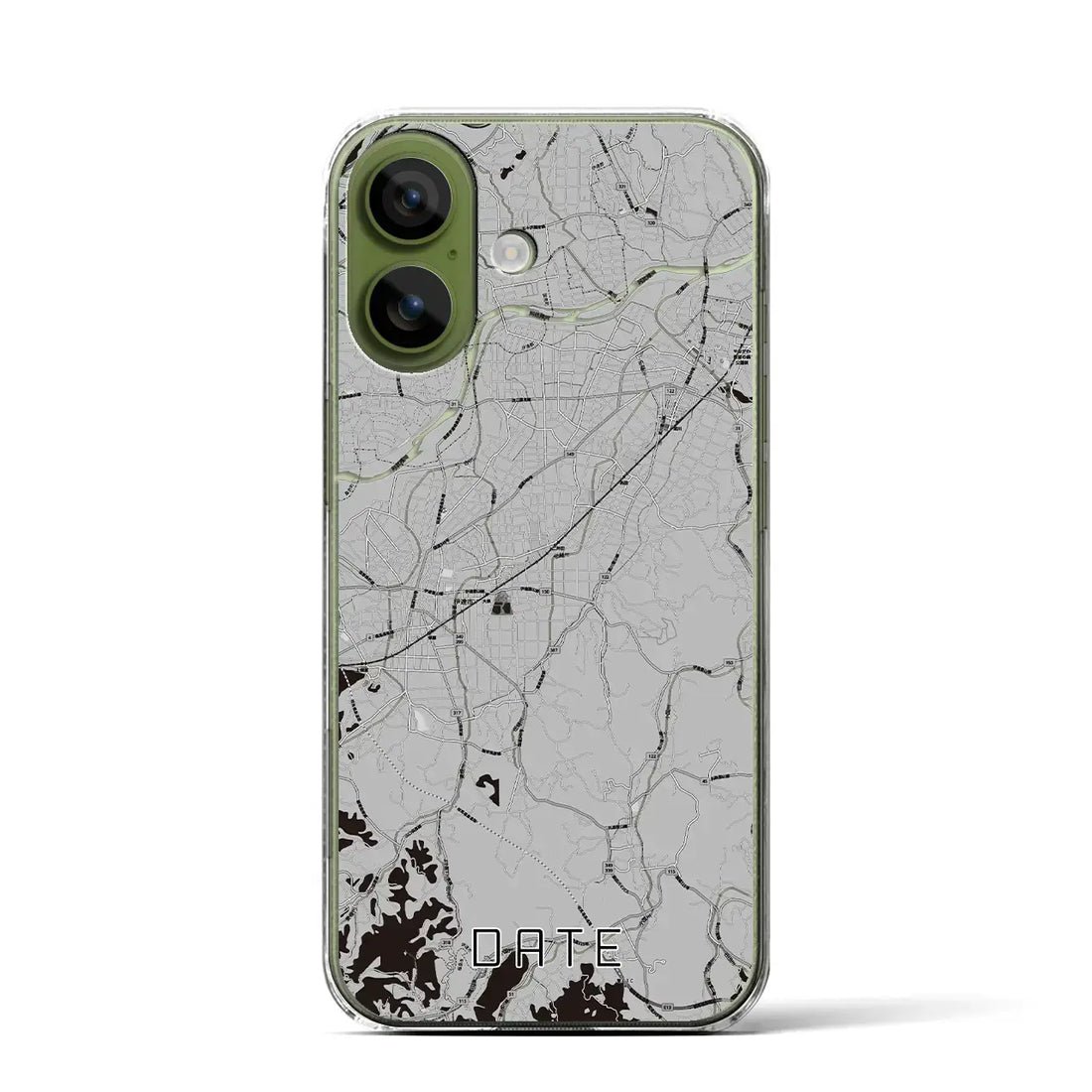 【伊達（福島県）】地図柄iPhoneケース（クリアタイプ）モノトーン・iPhone 17 Pro Max 用