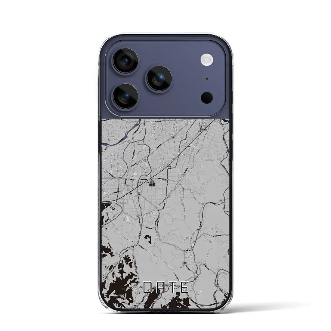 【伊達（福島県）】地図柄iPhoneケース（クリアタイプ）モノトーン・iPhone 17 Pro Max 用