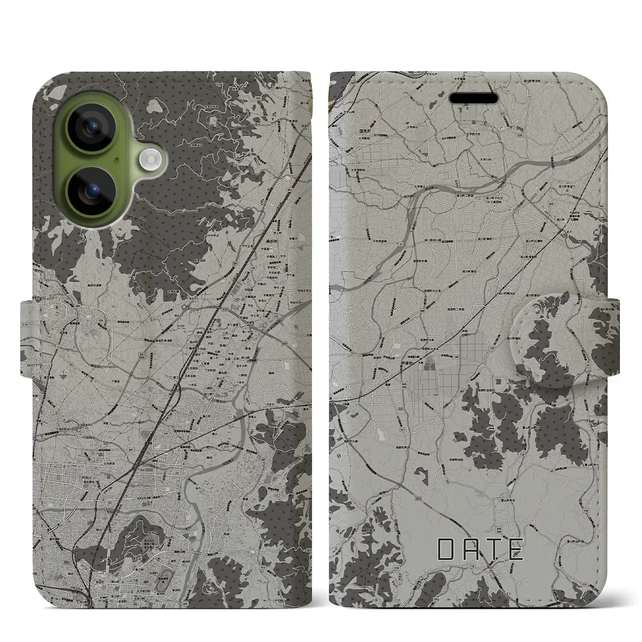 【伊達（福島県）】地図柄iPhoneケース（手帳タイプ）