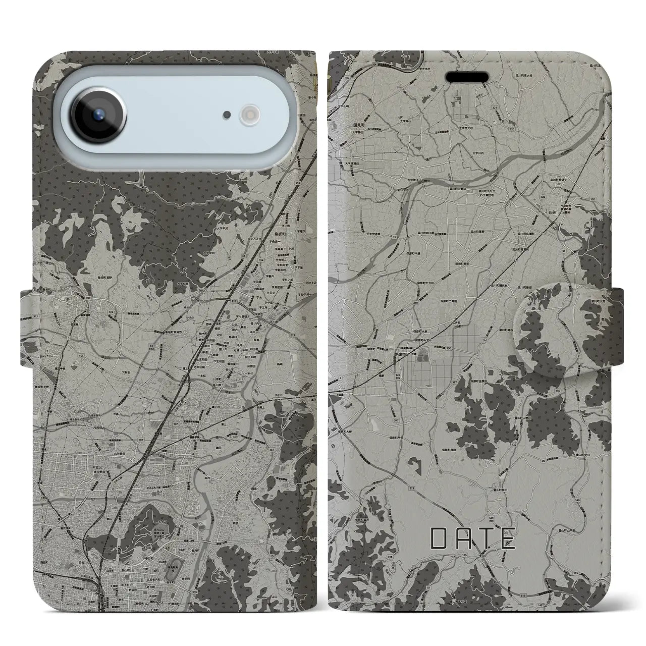 【伊達（福島県）】地図柄iPhoneケース（手帳タイプ）