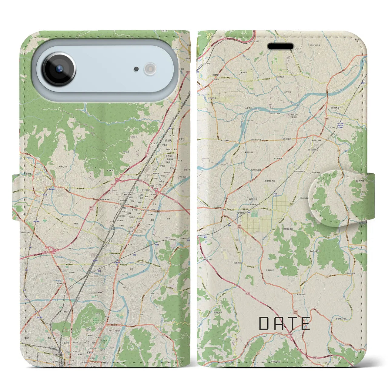 【伊達（福島県）】地図柄iPhoneケース（手帳タイプ）