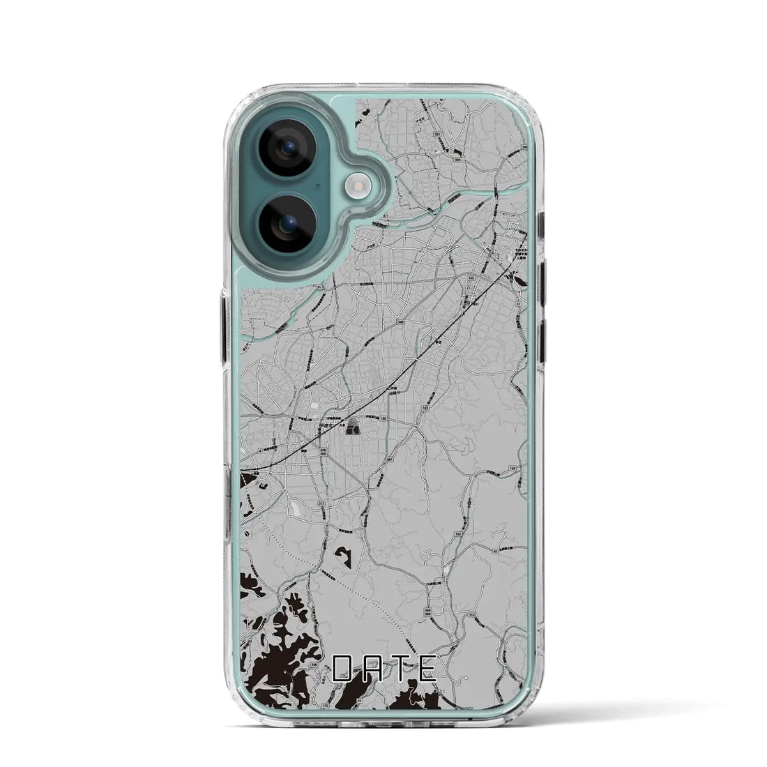 【伊達（福島県）】地図柄iPhoneケース（MagSafeタイプ）モノトーン・iPhone 16 Pro 用