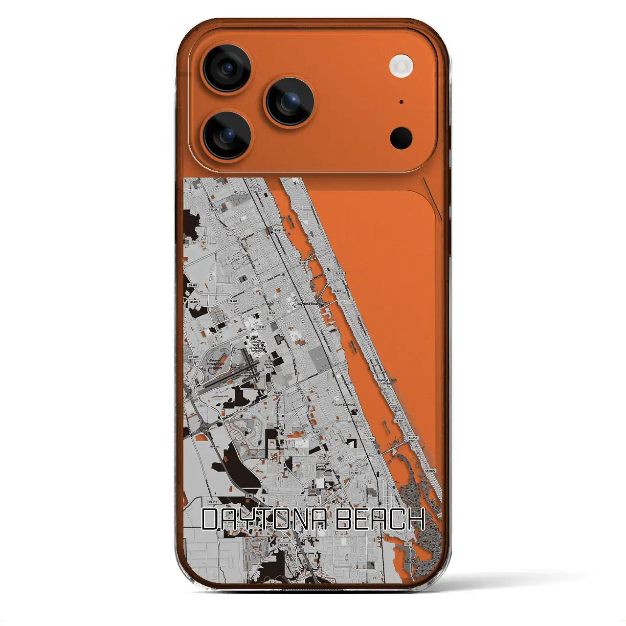 【デイトナビーチ（アメリカ）】地図柄iPhoneケース（クリアタイプ）モノトーン・iPhone 17 Pro Max 用