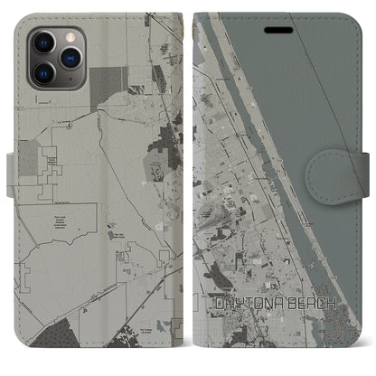 【デイトナビーチ（アメリカ）】地図柄iPhoneケース（手帳タイプ）モノトーン・iPhone 11 Pro Max 用