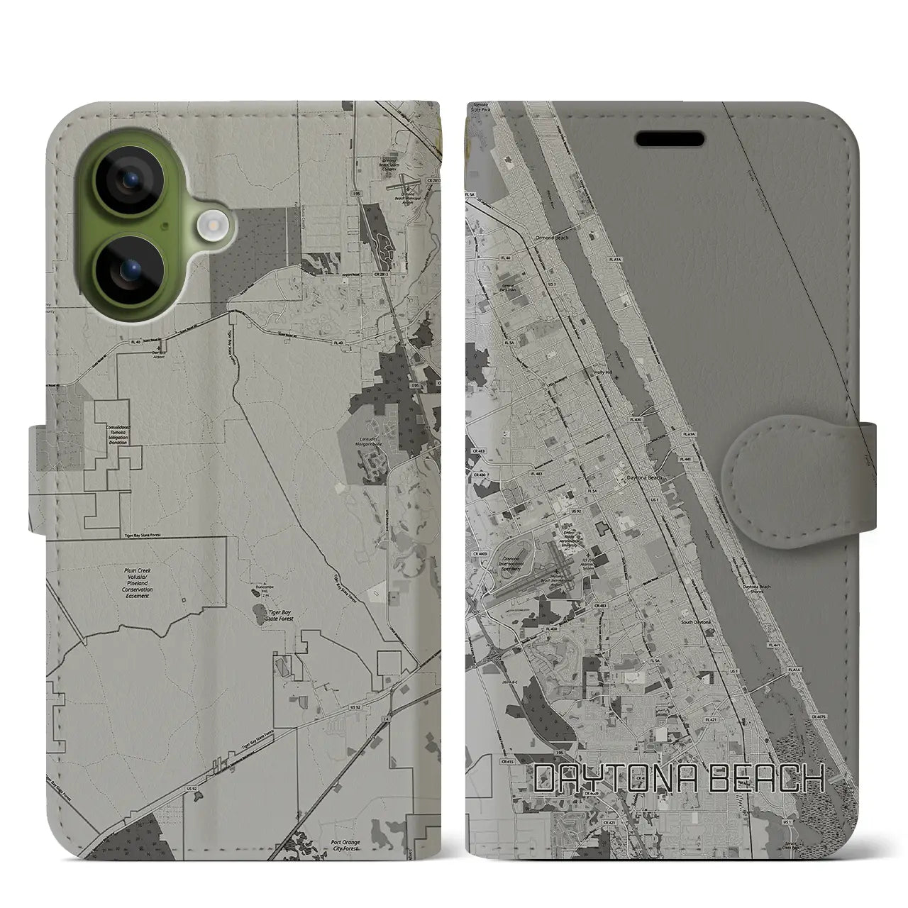 【デイトナビーチ（アメリカ）】地図柄iPhoneケース（手帳タイプ）