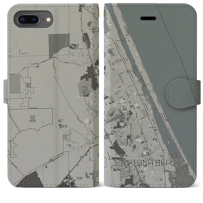 【デイトナビーチ（アメリカ）】地図柄iPhoneケース（手帳タイプ）モノトーン・iPhone 8Plus /7Plus / 6sPlus / 6Plus 用