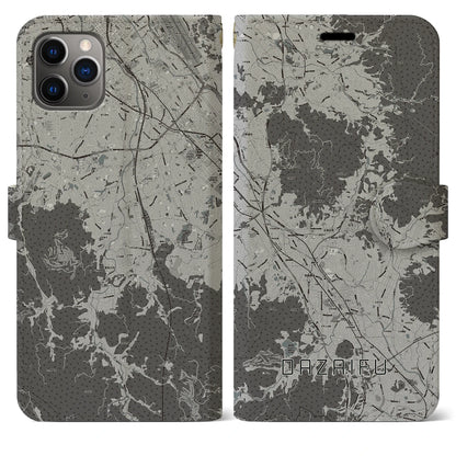 【太宰府（福岡県）】地図柄iPhoneケース（手帳タイプ）モノトーン・iPhone 11 Pro Max 用