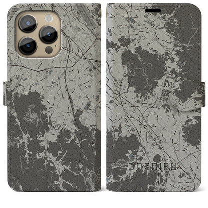 【太宰府（福岡県）】地図柄iPhoneケース（手帳タイプ）モノトーン・iPhone 14 Pro Max 用