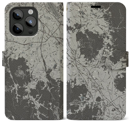 【太宰府（福岡県）】地図柄iPhoneケース（手帳タイプ）モノトーン・iPhone 15 Pro Max 用