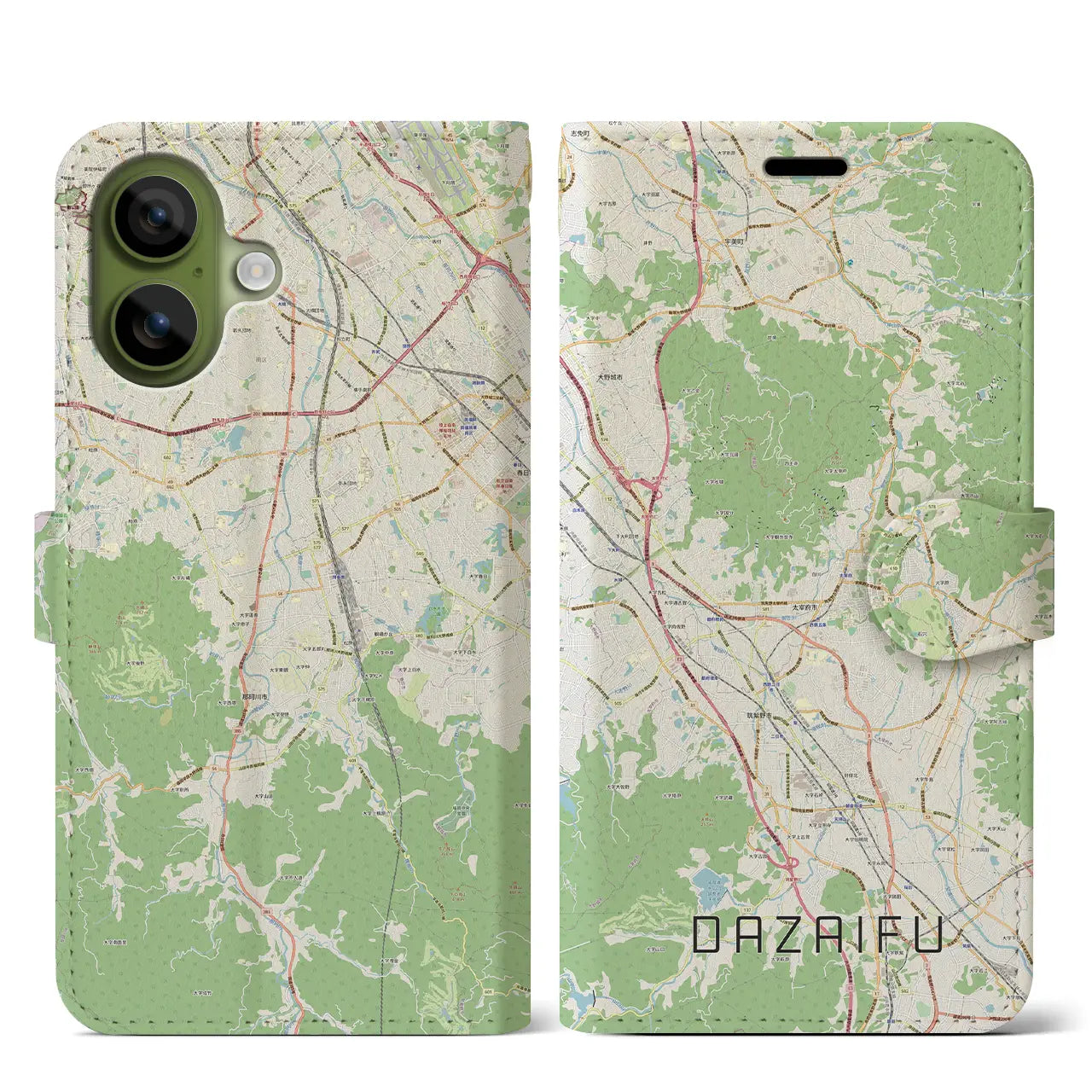 【太宰府（福岡県）】地図柄iPhoneケース（手帳タイプ）