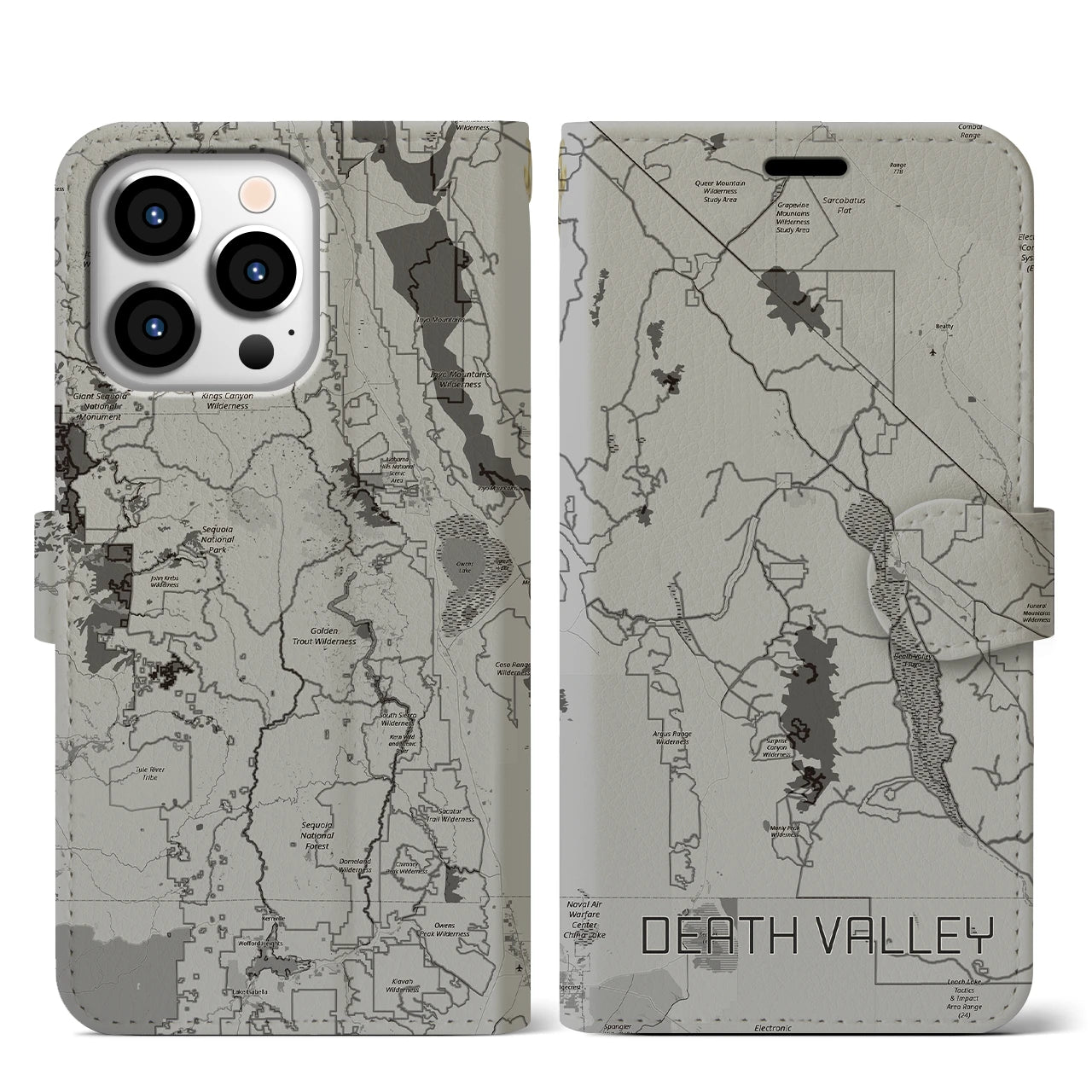 【デスヴァレー（アメリカ）】地図柄iPhoneケース（手帳タイプ）