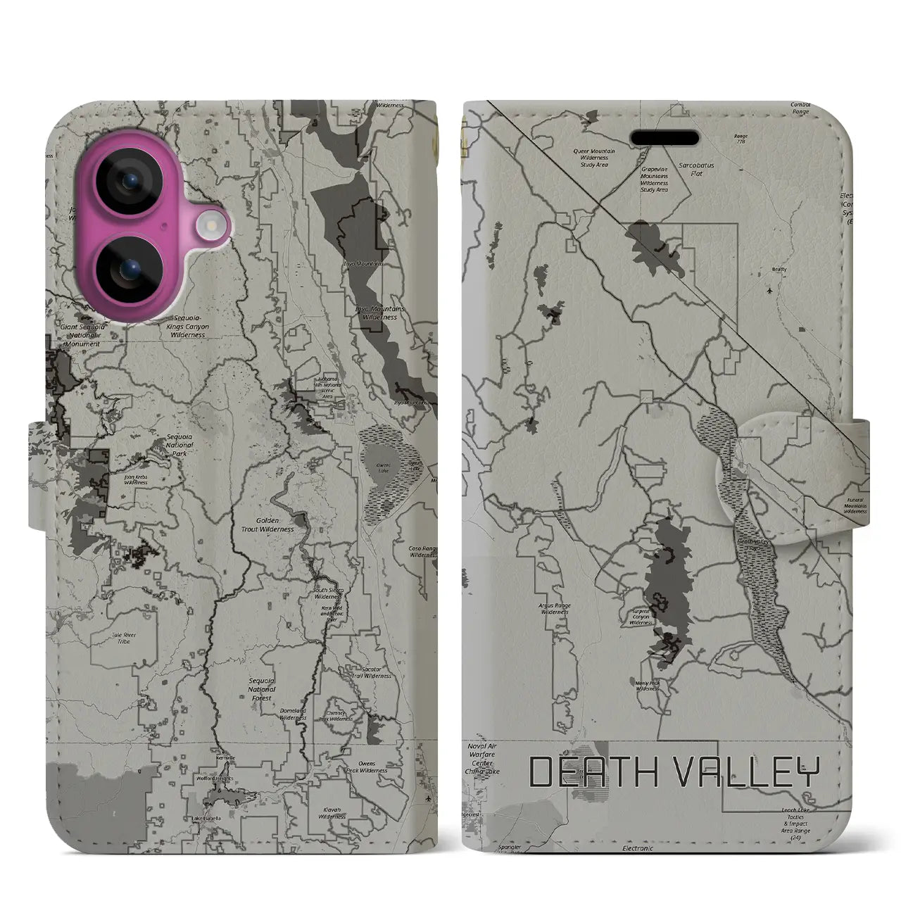 【デスヴァレー（アメリカ）】地図柄iPhoneケース（手帳タイプ）