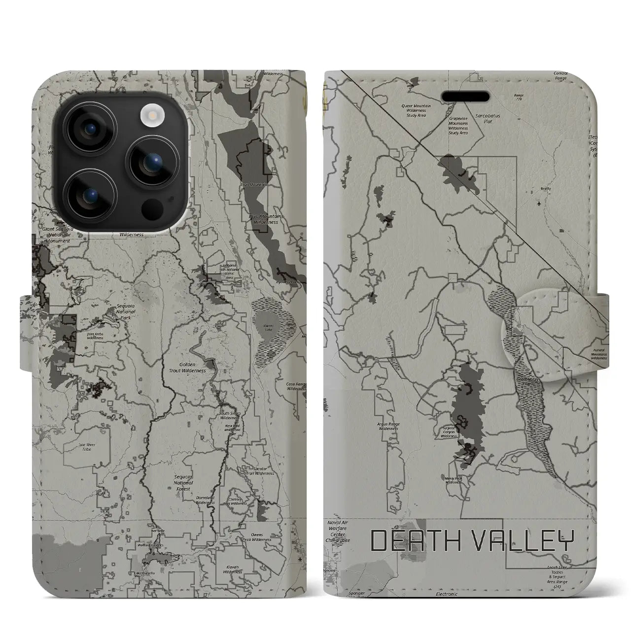 【デスヴァレー（アメリカ）】地図柄iPhoneケース（手帳タイプ）