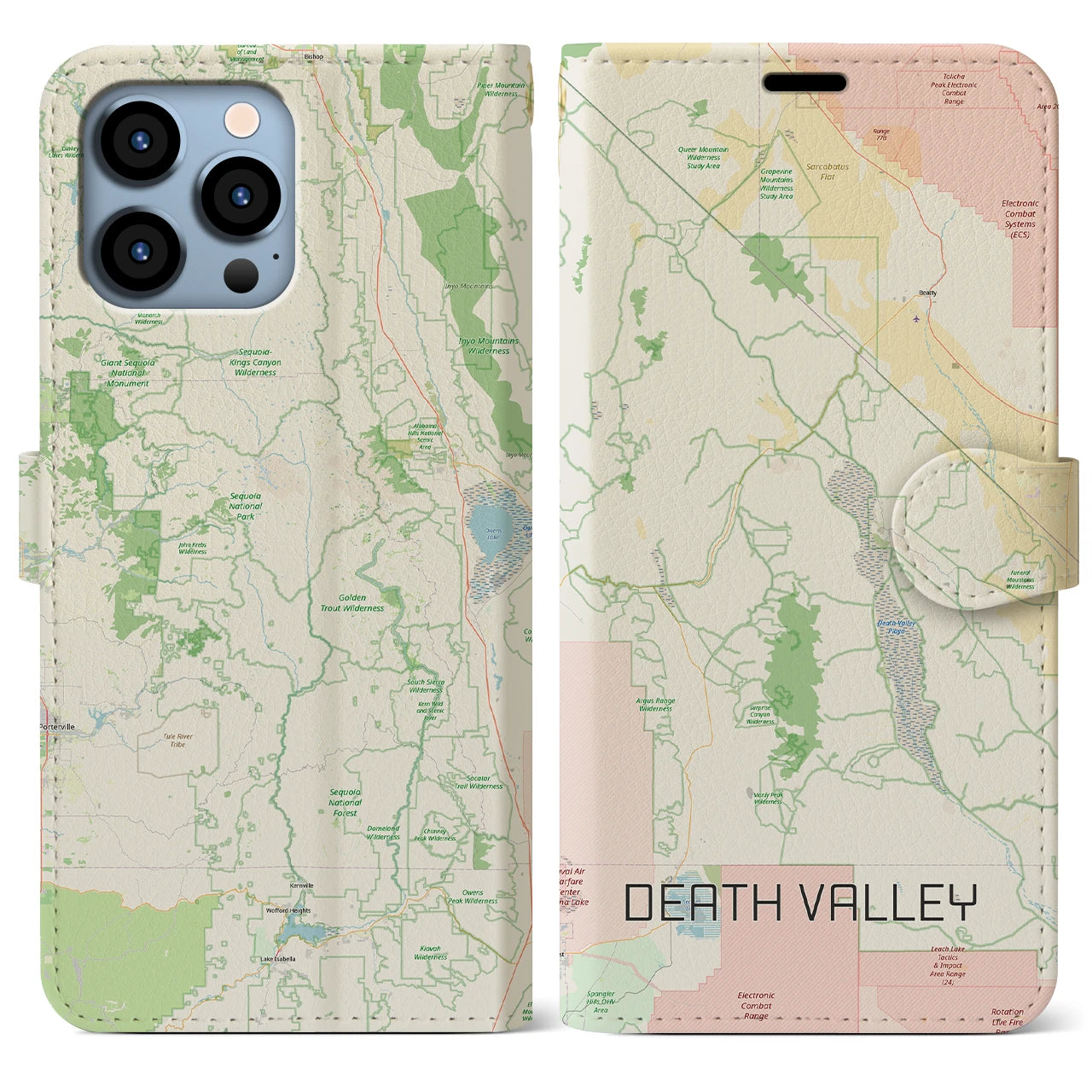【デスヴァレー（アメリカ）】地図柄iPhoneケース（手帳タイプ）