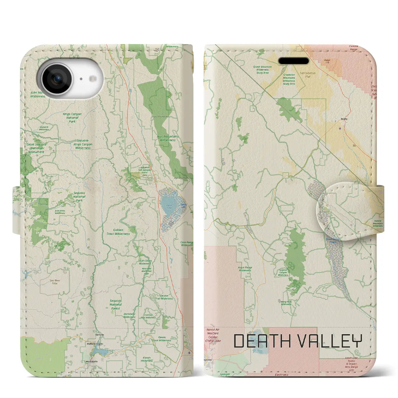 【デスヴァレー（アメリカ）】地図柄iPhoneケース（手帳タイプ）