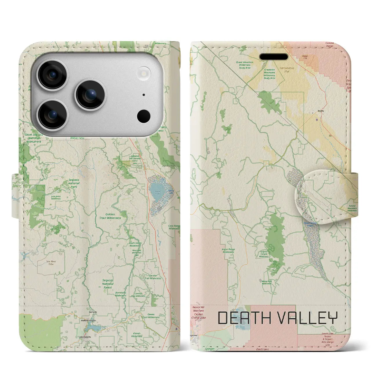 【デスヴァレー（アメリカ）】地図柄iPhoneケース（手帳タイプ）