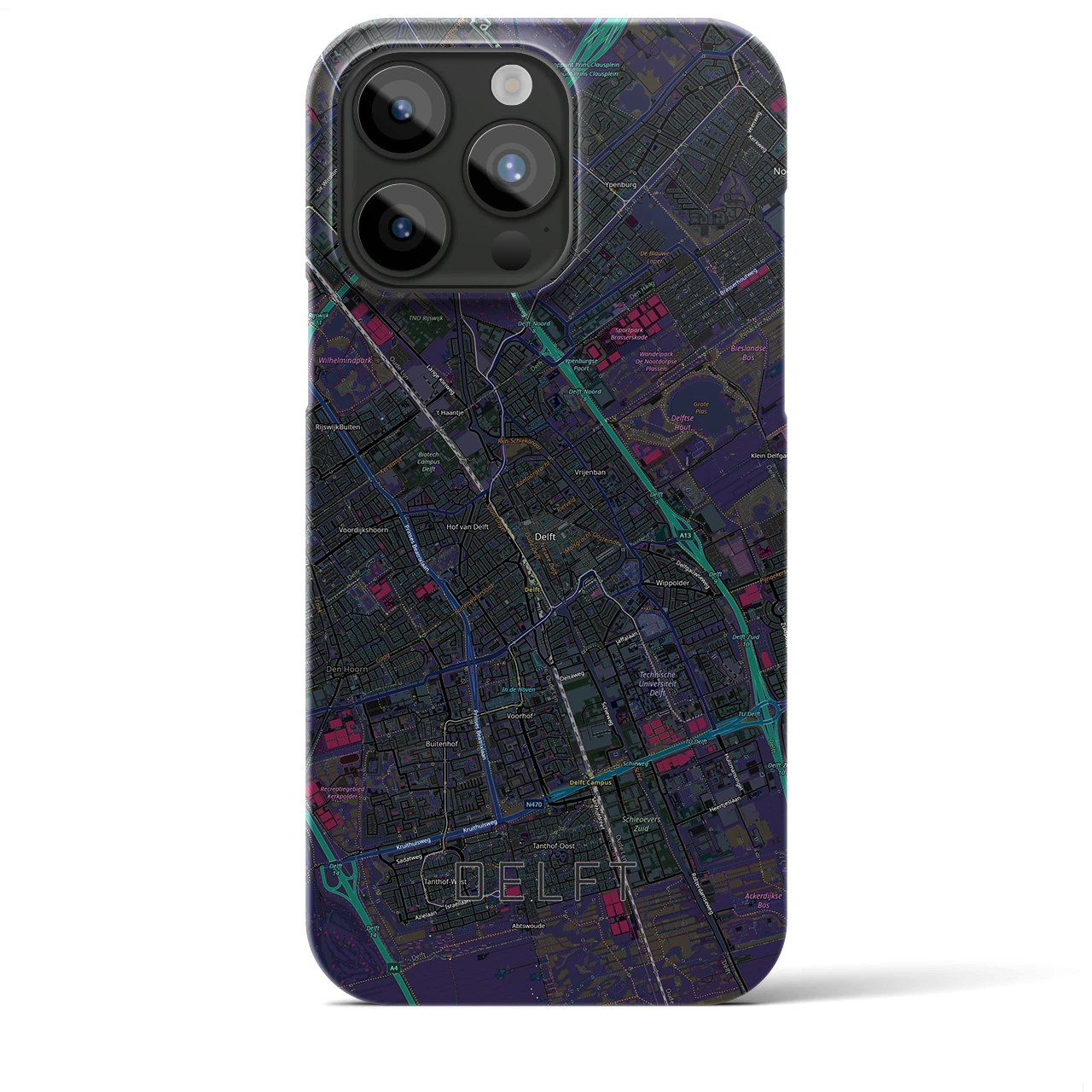 【デルフト（オランダ）】地図柄iPhoneケース（バックカバータイプ）
