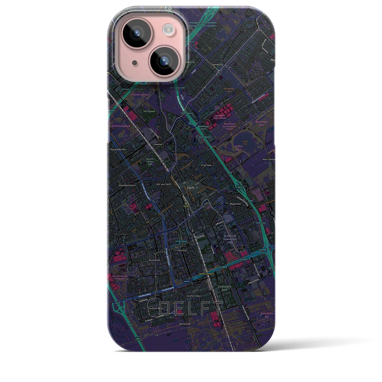 【デルフト（オランダ）】地図柄iPhoneケース（バックカバータイプ）
