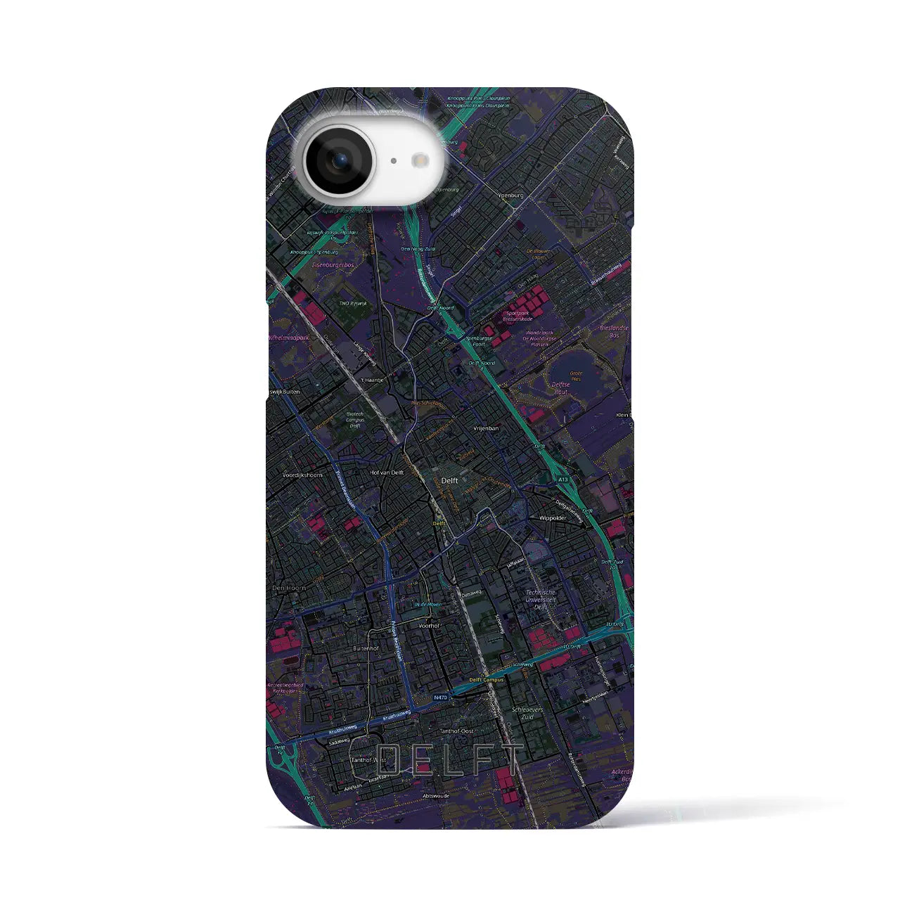【デルフト（オランダ）】地図柄iPhoneケース（バックカバータイプ）