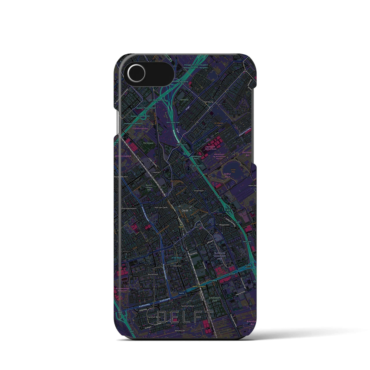 【デルフト（オランダ）】地図柄iPhoneケース（バックカバータイプ）