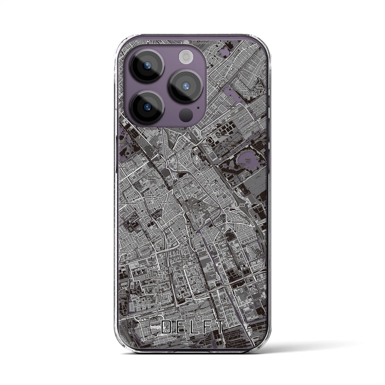 【デルフト（オランダ）】地図柄iPhoneケース（クリアタイプ）