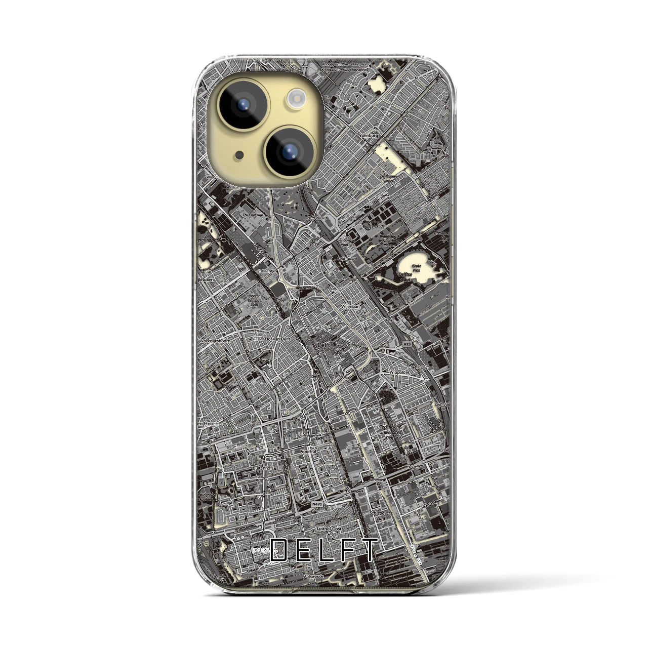 【デルフト（オランダ）】地図柄iPhoneケース（クリアタイプ）