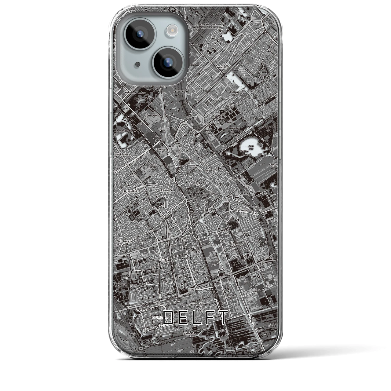 【デルフト（オランダ）】地図柄iPhoneケース（クリアタイプ）
