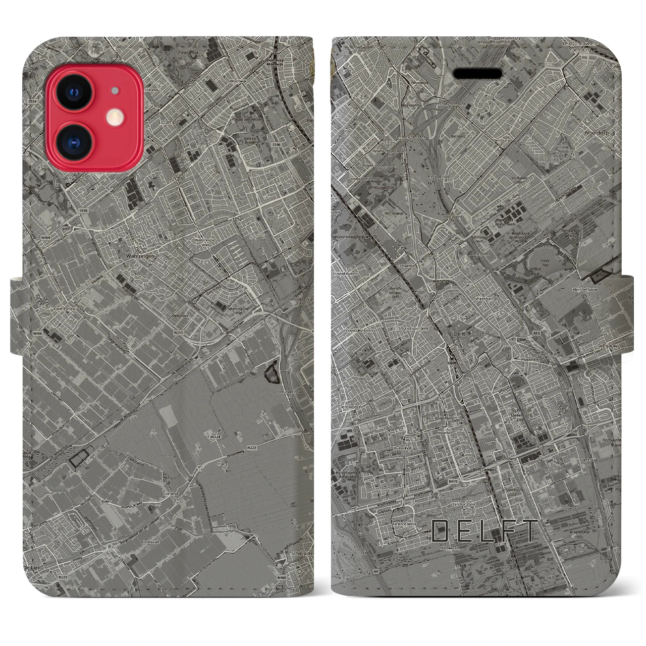 【デルフト（オランダ）】地図柄iPhoneケース（手帳タイプ）