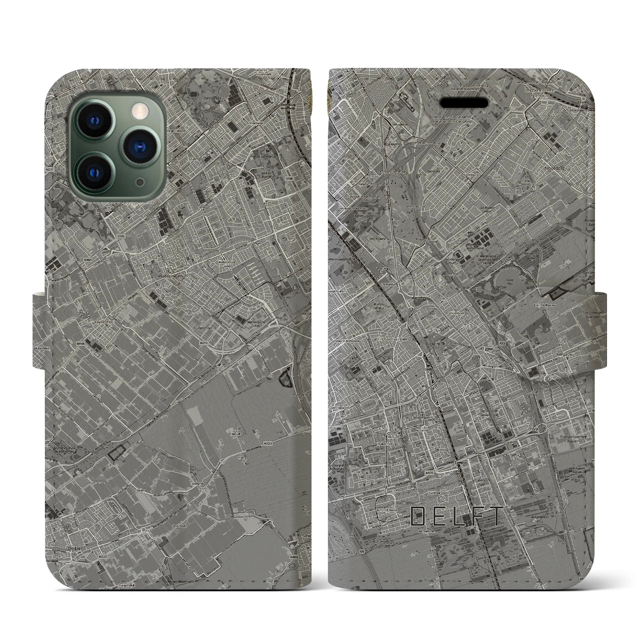 【デルフト（オランダ）】地図柄iPhoneケース（手帳タイプ）