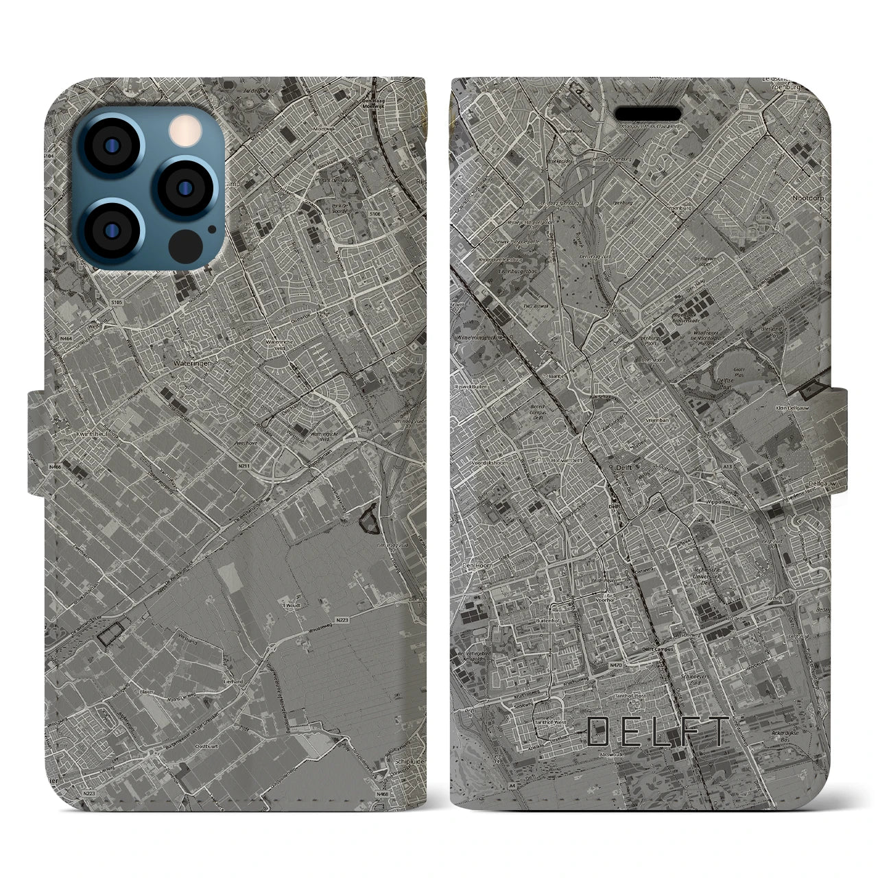 【デルフト（オランダ）】地図柄iPhoneケース（手帳タイプ）