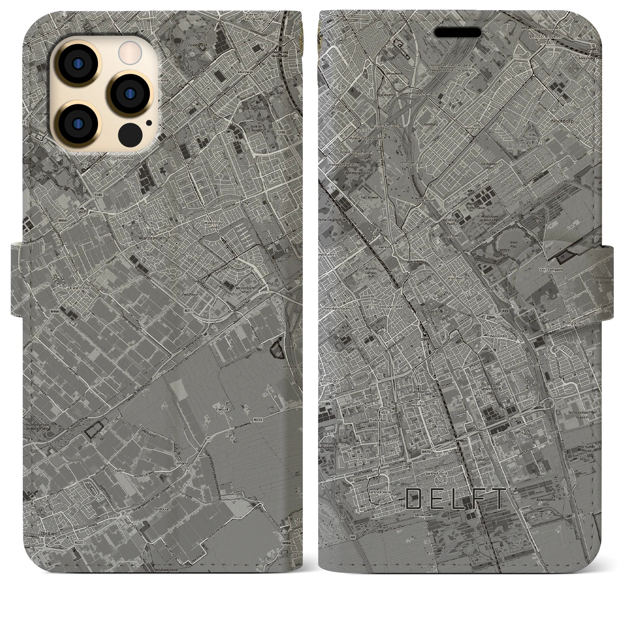 【デルフト（オランダ）】地図柄iPhoneケース（手帳タイプ）
