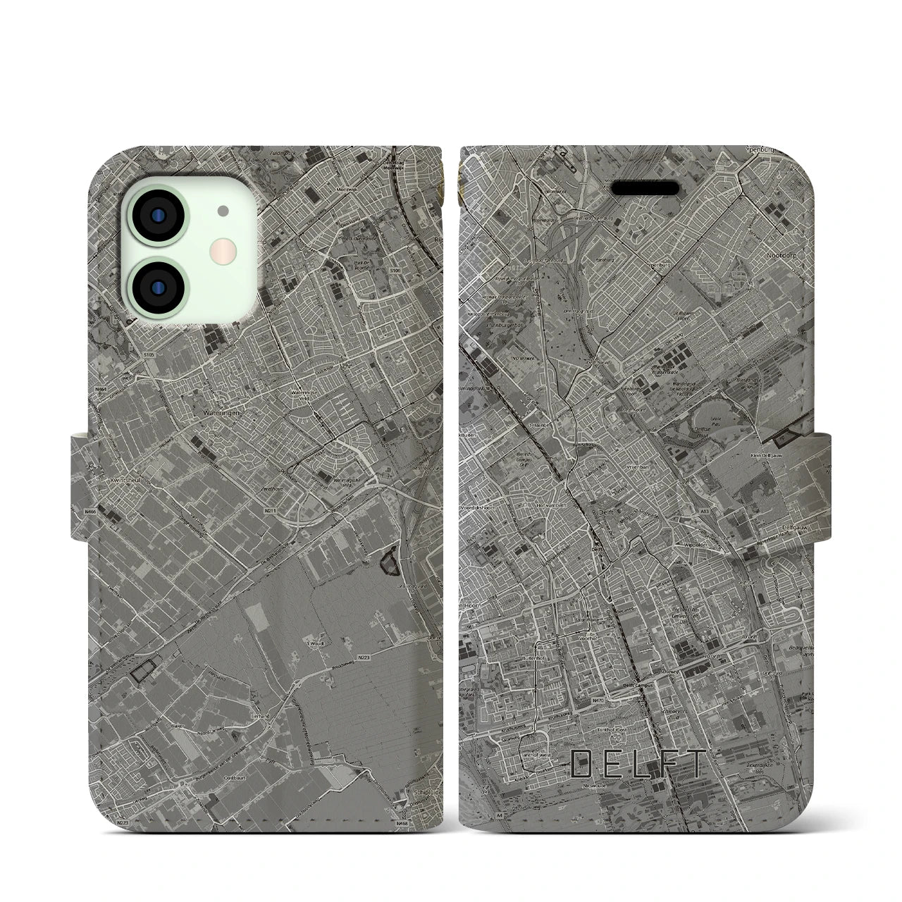 【デルフト（オランダ）】地図柄iPhoneケース（手帳タイプ）