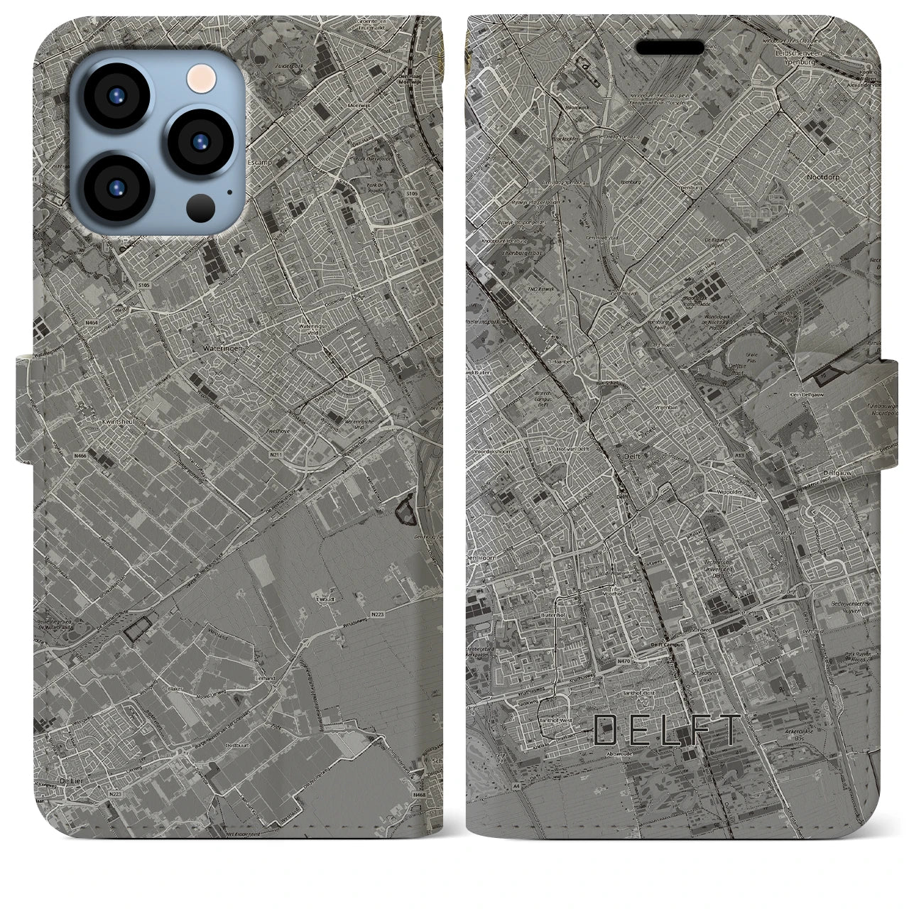 【デルフト（オランダ）】地図柄iPhoneケース（手帳タイプ）