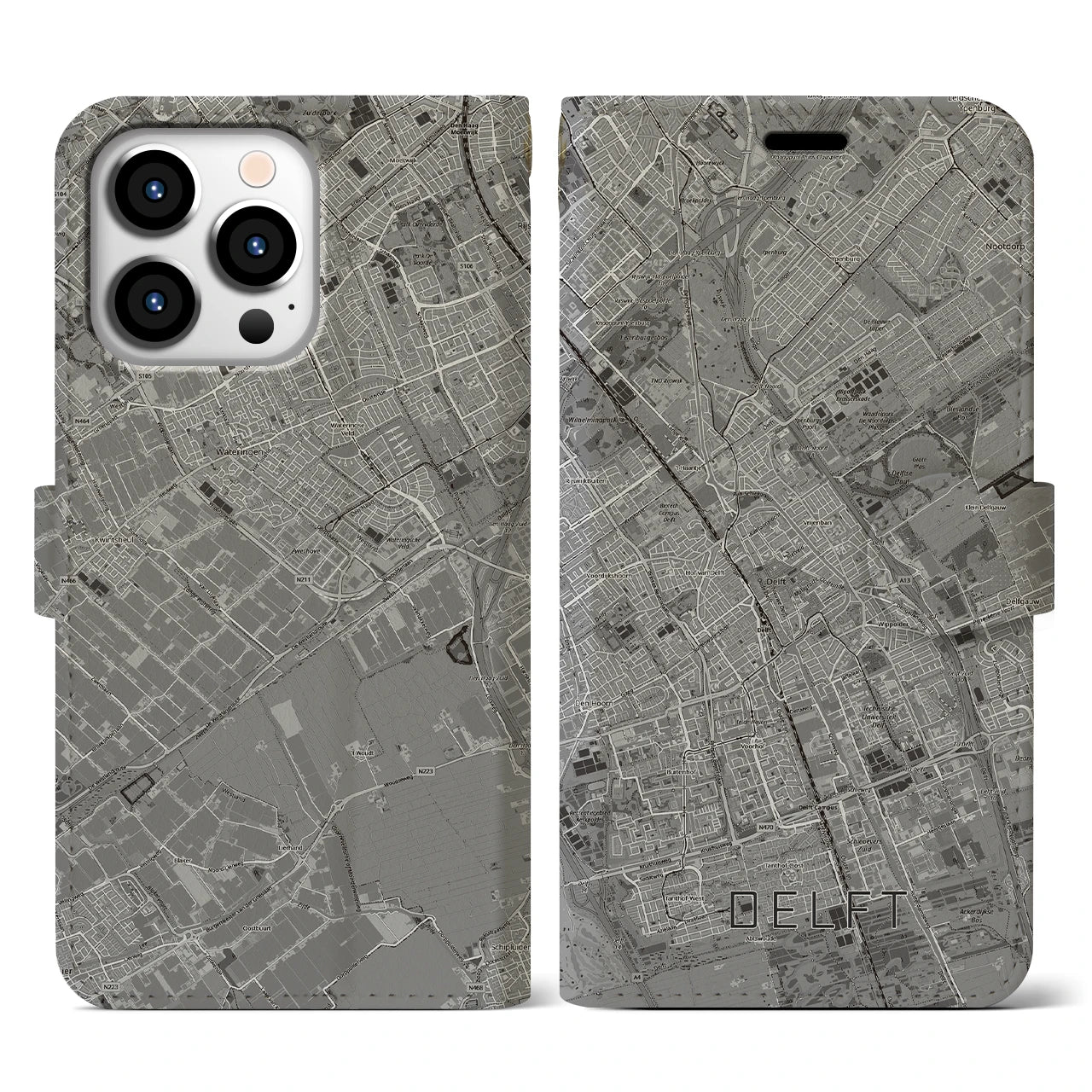 【デルフト（オランダ）】地図柄iPhoneケース（手帳タイプ）