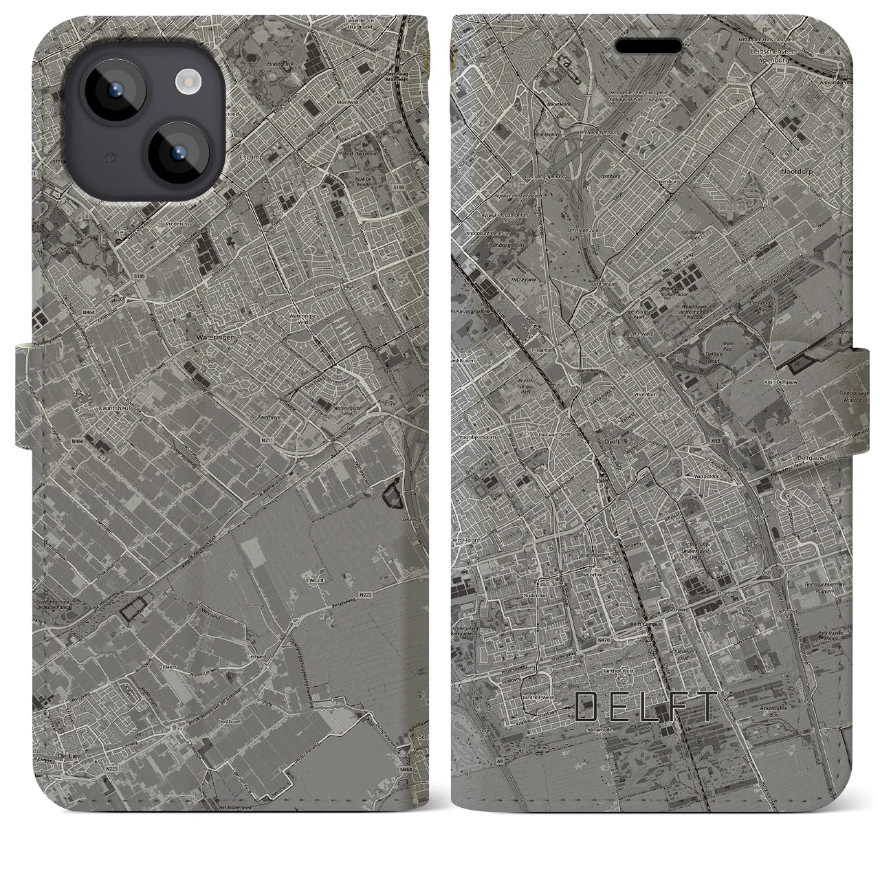 【デルフト（オランダ）】地図柄iPhoneケース（手帳タイプ）