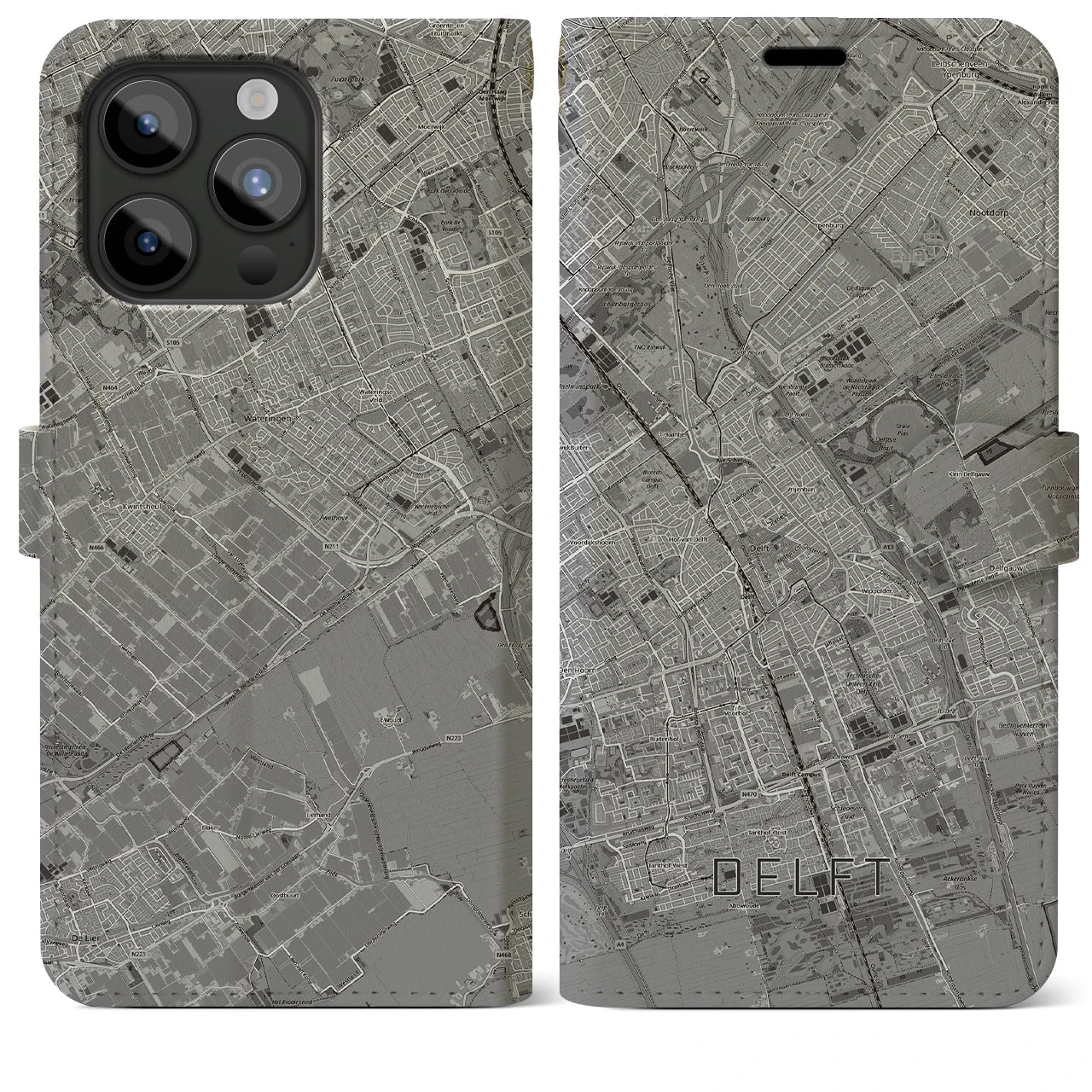 【デルフト（オランダ）】地図柄iPhoneケース（手帳タイプ）