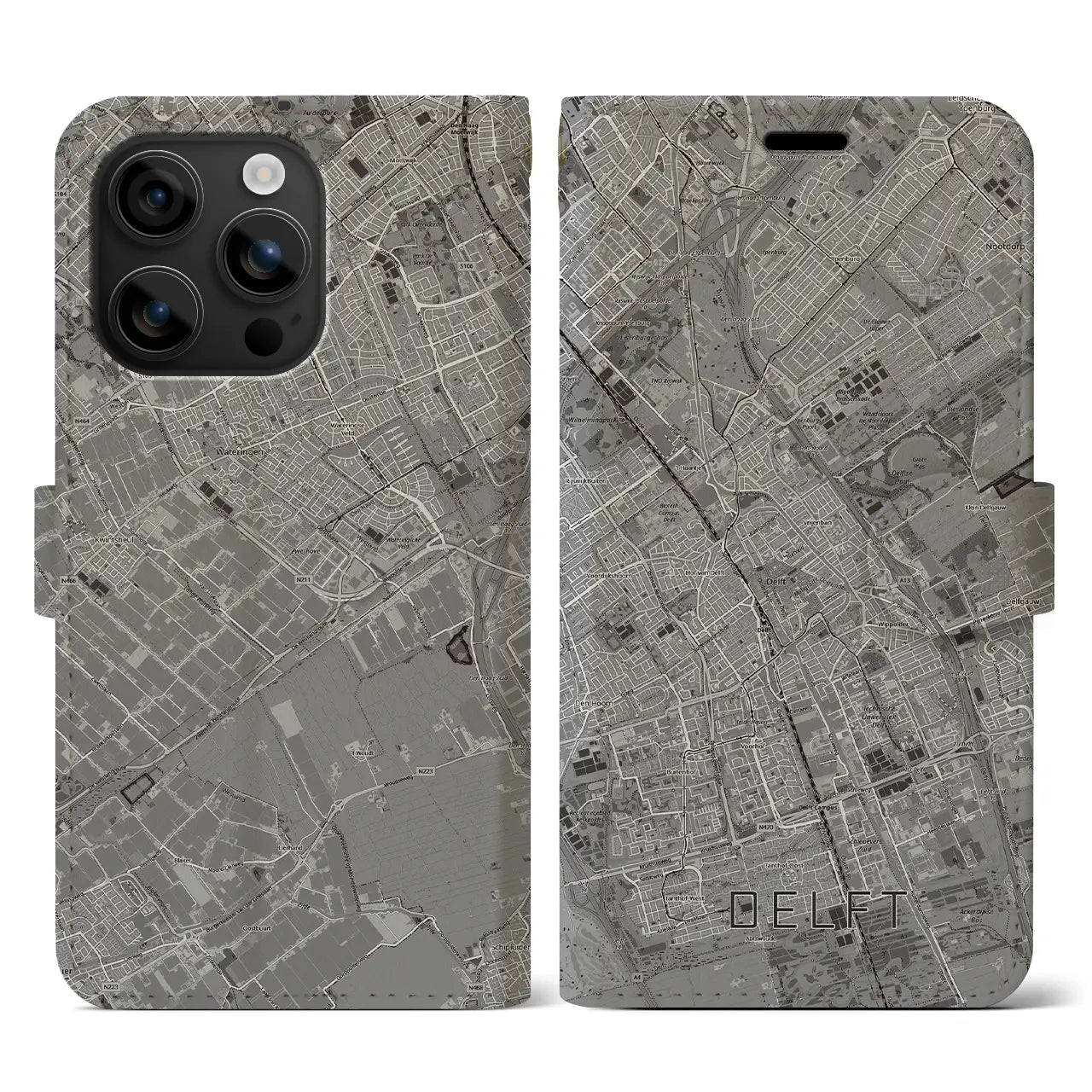 【デルフト（オランダ）】地図柄iPhoneケース（手帳タイプ）