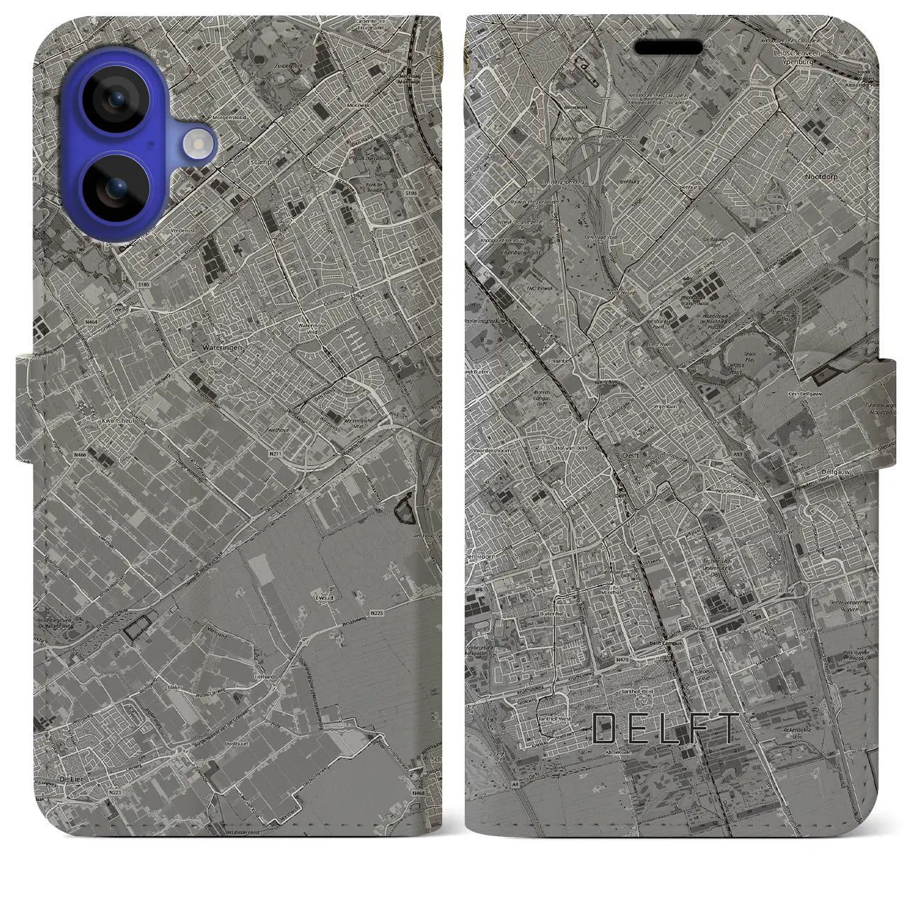 【デルフト（オランダ）】地図柄iPhoneケース（手帳タイプ）