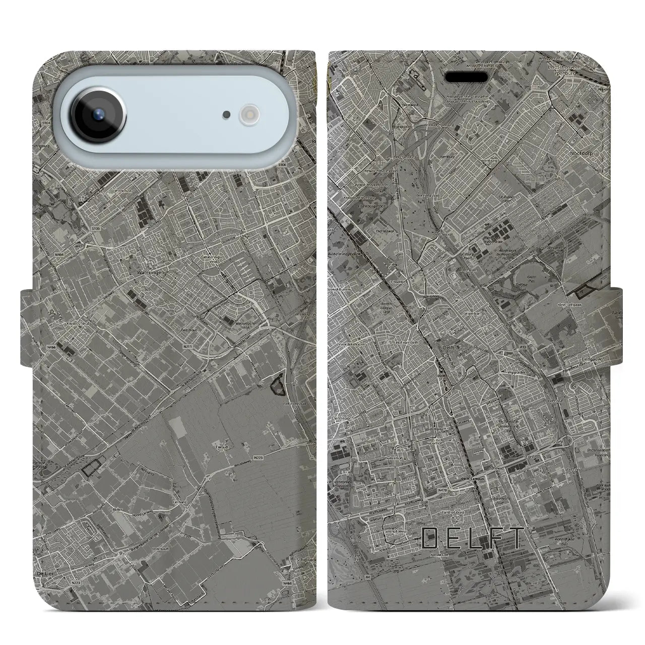 【デルフト（オランダ）】地図柄iPhoneケース（手帳タイプ）