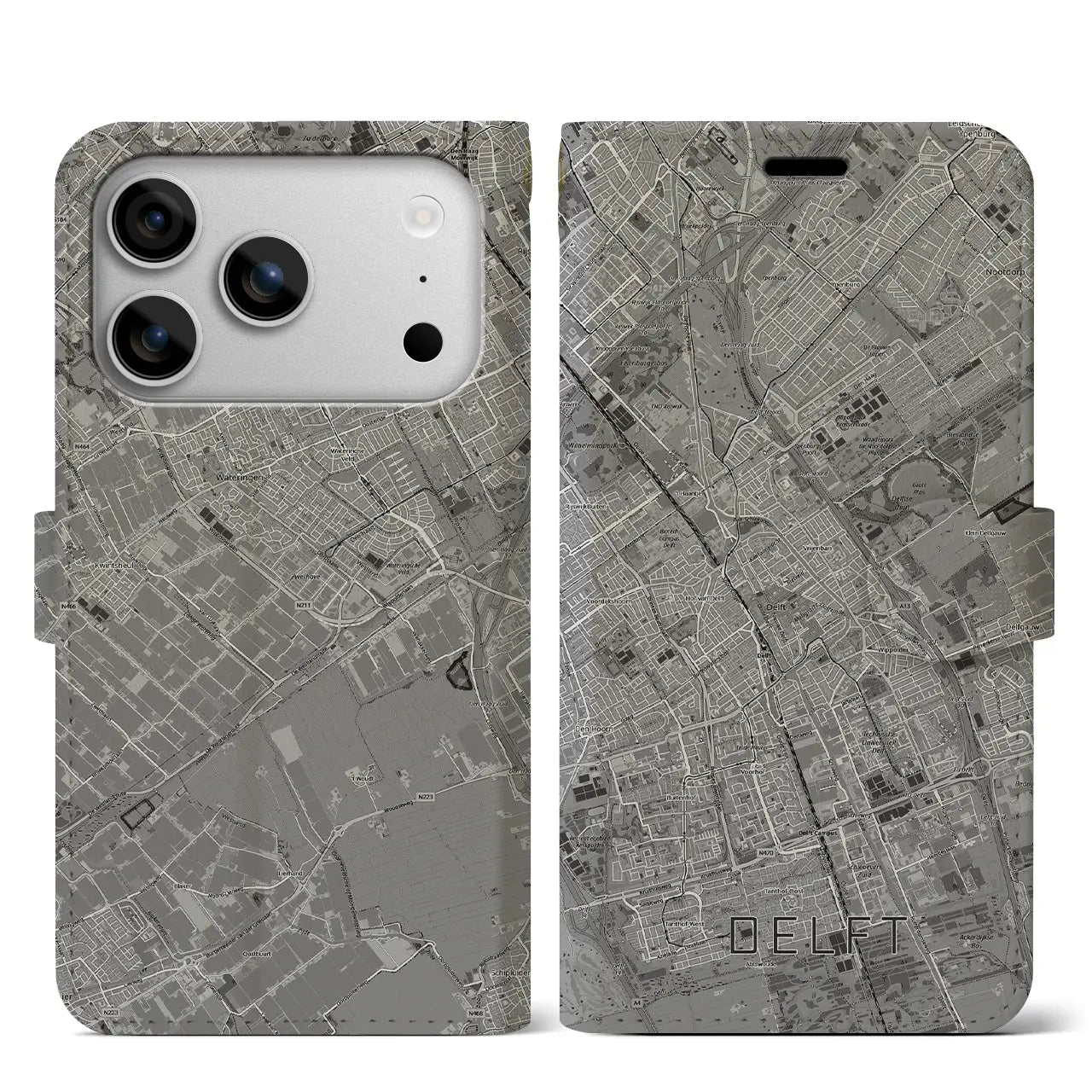 【デルフト（オランダ）】地図柄iPhoneケース（手帳タイプ）